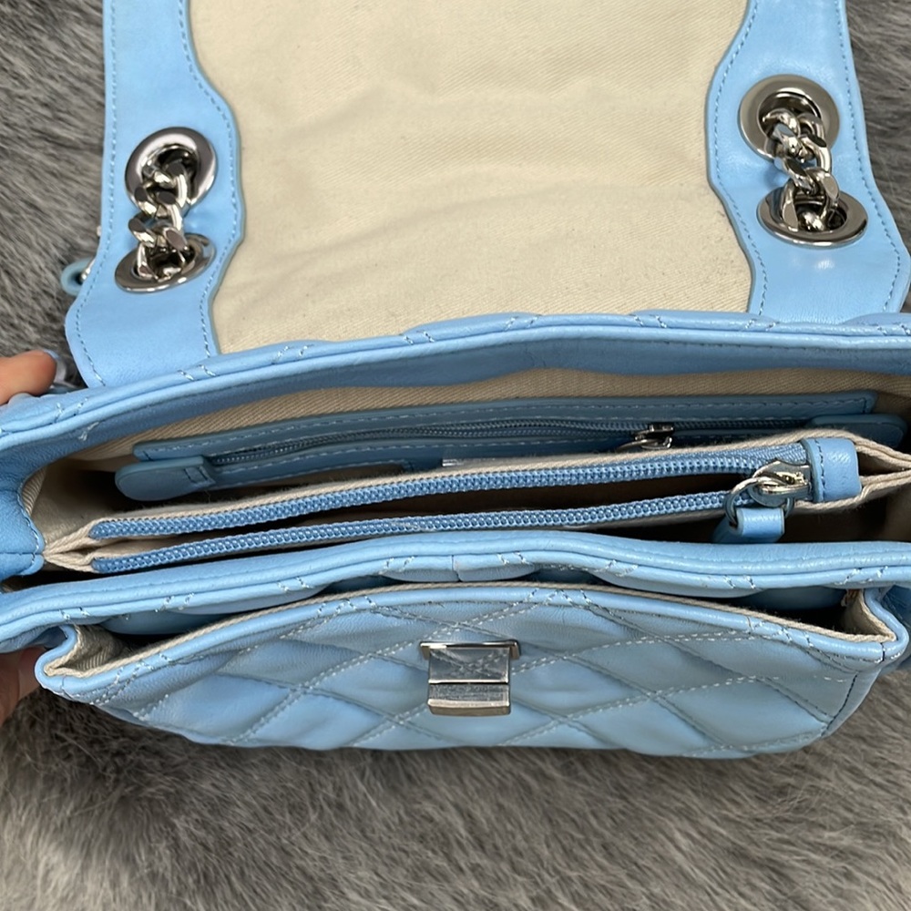 Saks Fifth Avenue Quilted Light Blue Purse - Picture 6 of 7